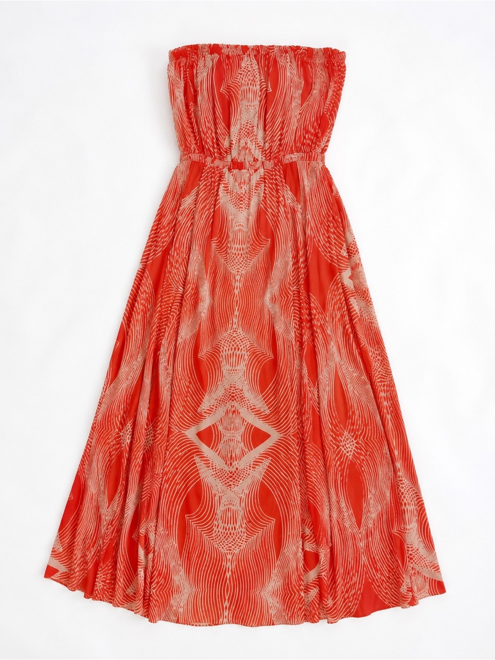 Anthropologie Leifsdottir Strapless Coral & Orange Boho Dresses Size 4 - Picture 4 of 6